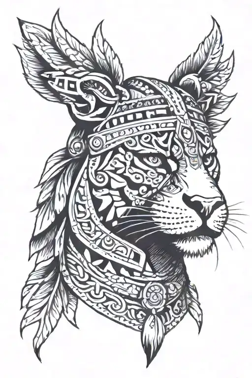 Aztec warrior jaguar headpiece tattoo design idea