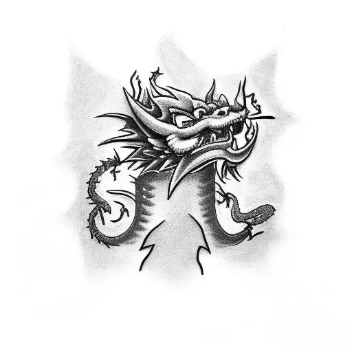 Design a tattoo that incorporates electrician tools with a dragon and lightning tattoo design idea