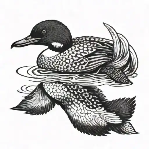 loon with cordanits tattoo design idea