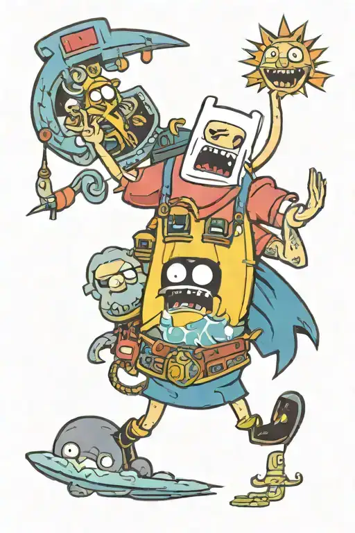 adventure time regular show adult swim show sleeve tattoo design idea
