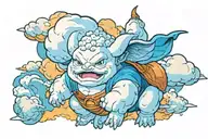 appa from avatrar floating on the nimbus cloud from dragon ball tattoo design idea