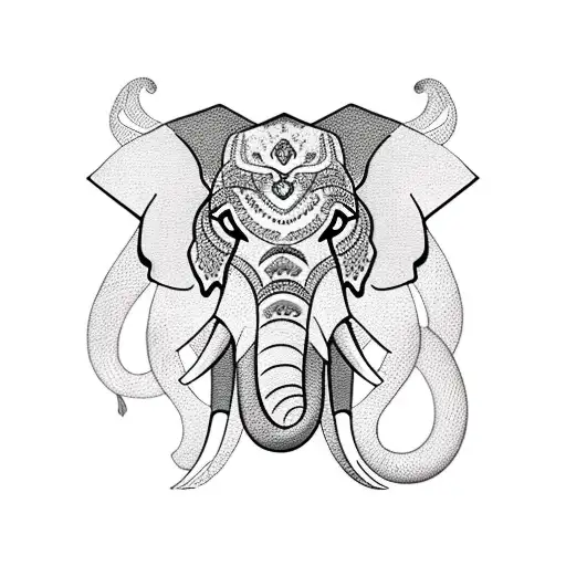Elephant + cobra + lion + forest background  tattoo design idea