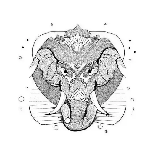 elephant + lion  tattoo design idea