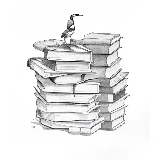 lillies with a stack of books tattoo design idea