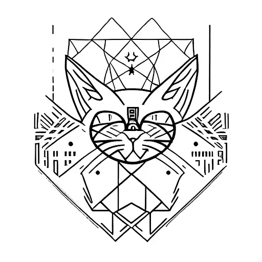 A minimalist tattoo of the McFly band logo with a silhouette of a cat in the background tattoo design idea