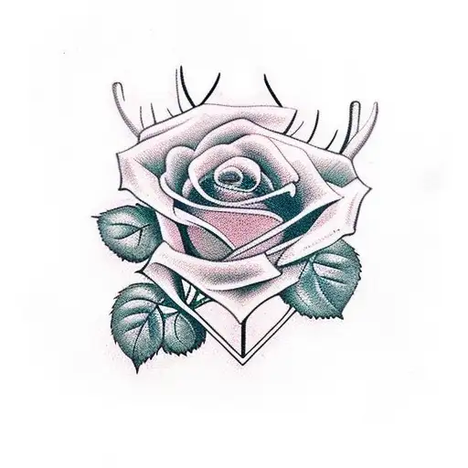 arge rose, symbolizing love and beauty. The rose would be surrounded by leaves and vines tattoo design idea