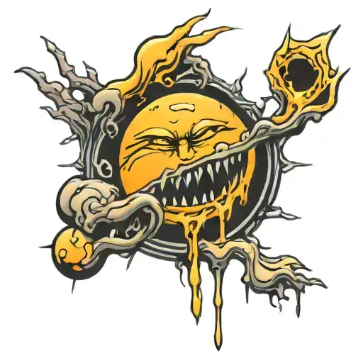 melting sun tattoo design idea