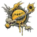 melting sun tattoo design idea
