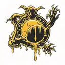 melting sun tattoo design idea