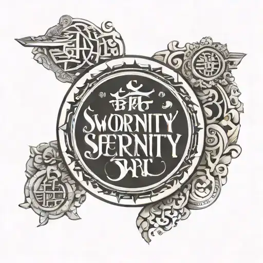 the world's serenity, courage, wisdom spelled out in a circular shape  tattoo design idea