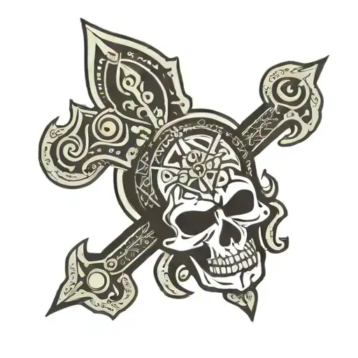 trishul trident being held tattoo design idea