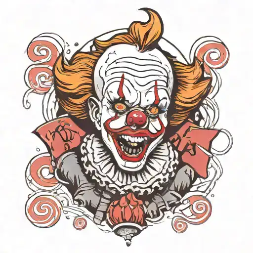 A tattoo of Pennywise with the lyrics 'live while you can' incorporated into the design tattoo design idea