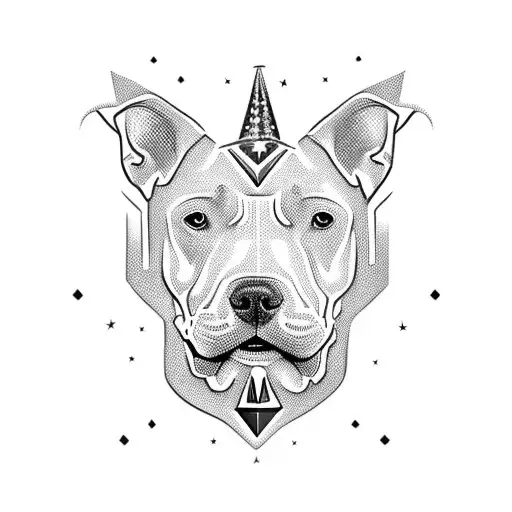 American red nose Pitbull tattoo design idea