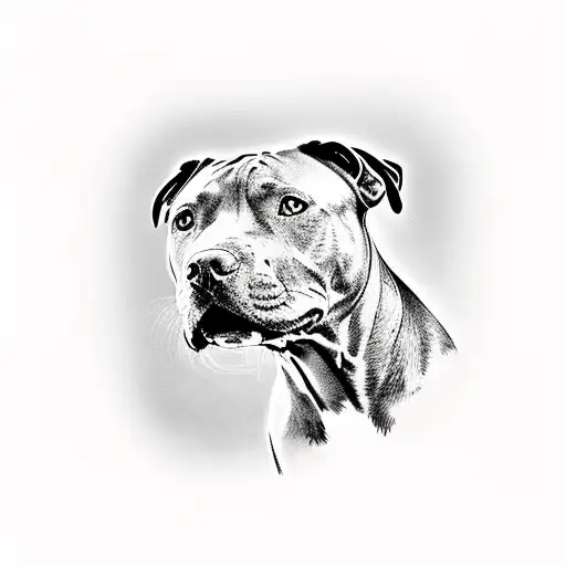 red nose Pitbull tattoo design idea