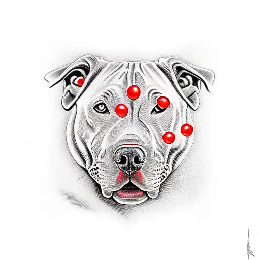 red nose Pitbull tattoo design idea