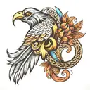 infinity feather bird letter M tattoo design idea