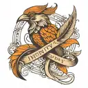 infinity feather bird letter M tattoo design idea