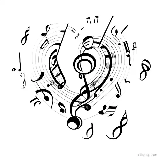 heart, music note tattoo design idea