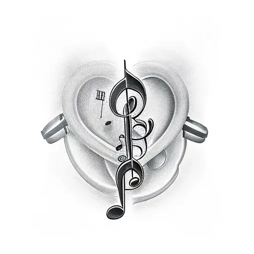 music note, heart tattoo design idea