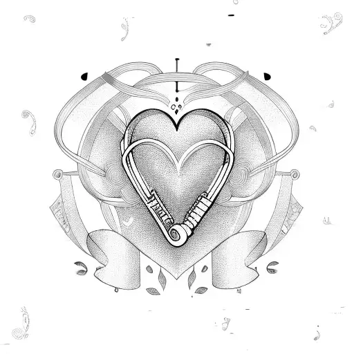 music note, heart tattoo design idea