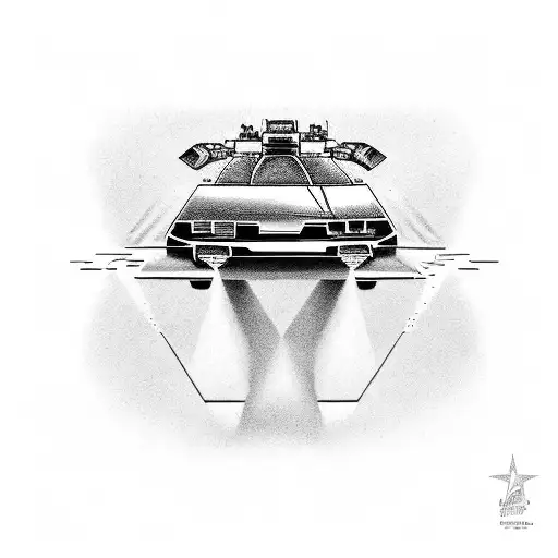 back to the future delorean flying drawing