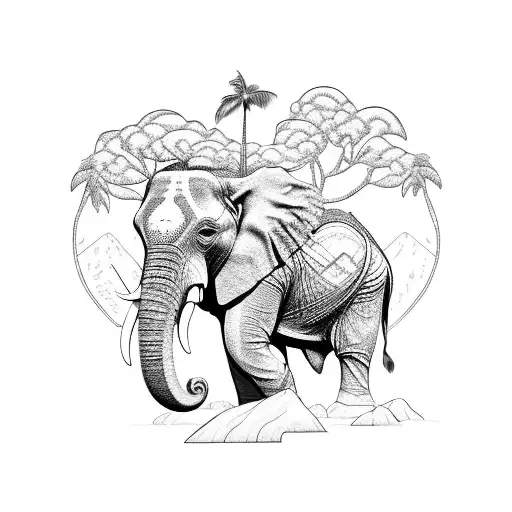 travelling, backpacking, south east asia, mayan ruins, central america, palm tree, sea, mopeds, waterfalls, elephants  tattoo design idea