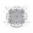 Buddhist temple tattoo design idea