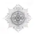 Buddhist temple tattoo design idea