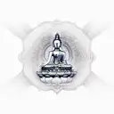 Buddhist temple tattoo design idea