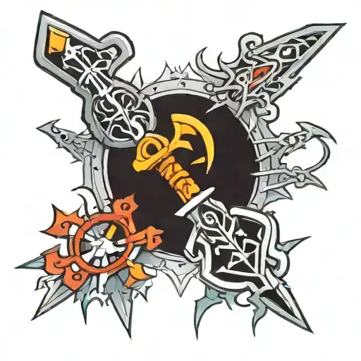 kingdom hearts spiky keyblade tattoo design idea