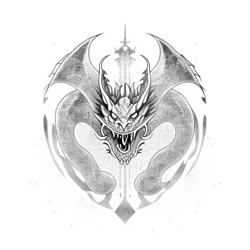 cursed Dragon with aura wrapping around tattoo design idea