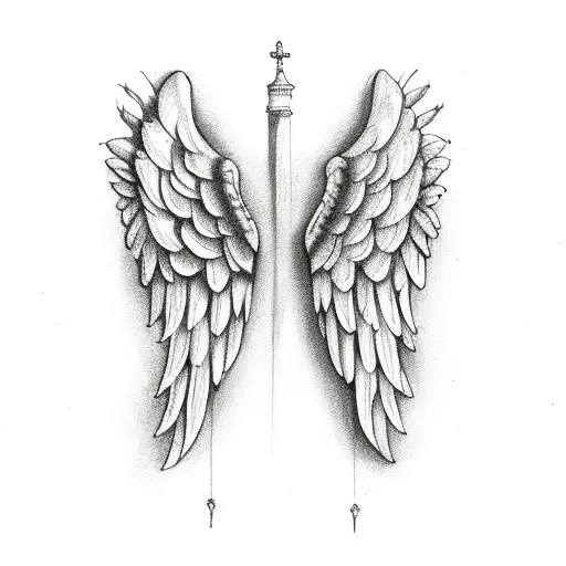 angel wings in memory  tattoo design idea