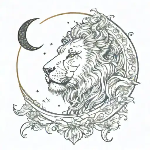 Leo waxing crescent moon tattoo design idea