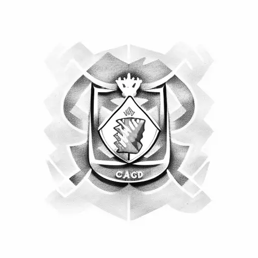 A hand raising the champions league with the Manchester city crest tattoo design idea