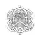 Craft a blackwork tattoo showcasing the Triquetra and the roots of Yggdrasil, the Norse tree of life tattoo design idea