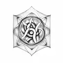 Craft a blackwork tattoo showcasing the Triquetra and the roots of Yggdrasil, the Norse tree of life tattoo design idea