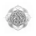 Craft a blackwork tattoo showcasing the Triquetra and the roots of Yggdrasil, the Norse tree of life tattoo design idea