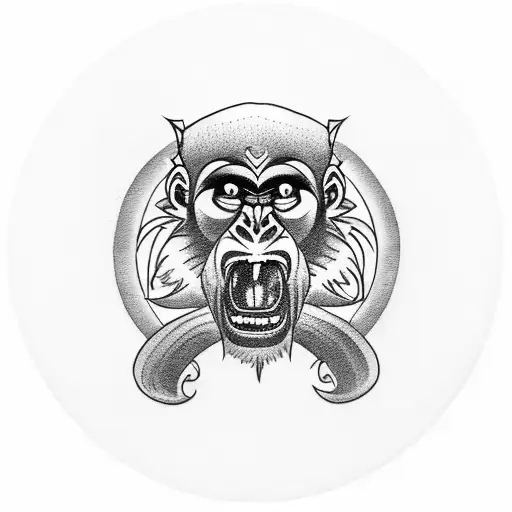 mandrill fangs tattoo design idea