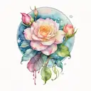 one rose, two water lilies, honeysuckle, hawthorn, larkspur, and an aster tattoo design idea