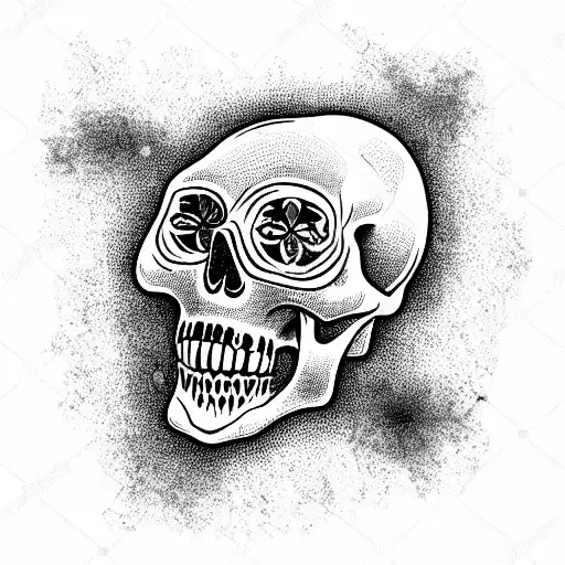 Skull, death, old age,  tattoo design idea