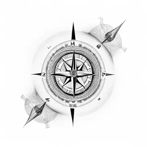 A tattoo of a compass with binary code surrounding it tattoo design idea