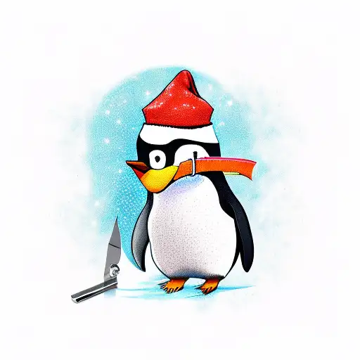 penguin with switchblade and f_u_mindy tattoo design idea