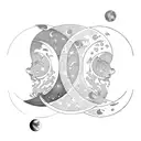 waxing crescent moon and wanning gibbos moon under  tattoo design idea