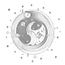 waxing crescent moon and wanning gibbos moon under  tattoo design idea