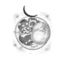 waxing crescent moon and wanning gibbos moon under  tattoo design idea
