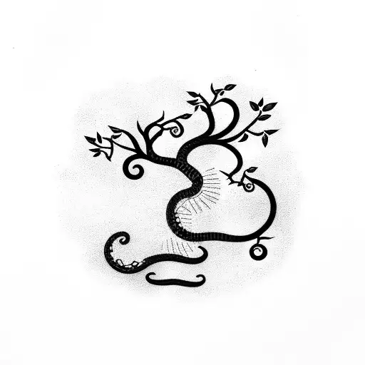 snake in an apple tree tattoo design idea