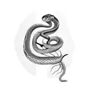 snake crawling up through an apple tree tattoo design idea