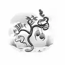 snake crawling up through an apple tree tattoo design idea