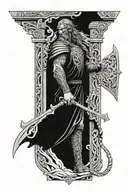 man entering gates of valhalla tattoo design idea
