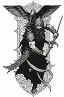 man entering gates of valhalla tattoo design idea